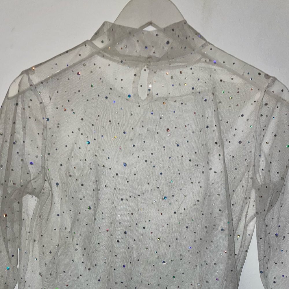 Sheer Glitter Polka Dot Blouse